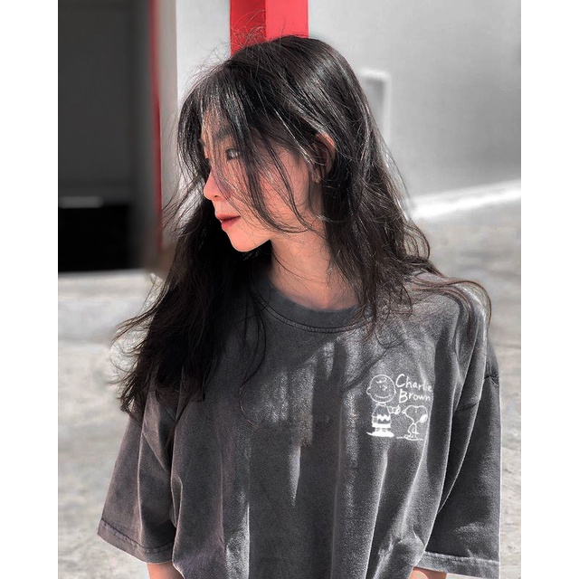 Áo thun tay lỡ SNOOKY WASH phông Unisex nam nữ Cotton oversize form rộng LUNACY TB27 | BigBuy360 - bigbuy360.vn