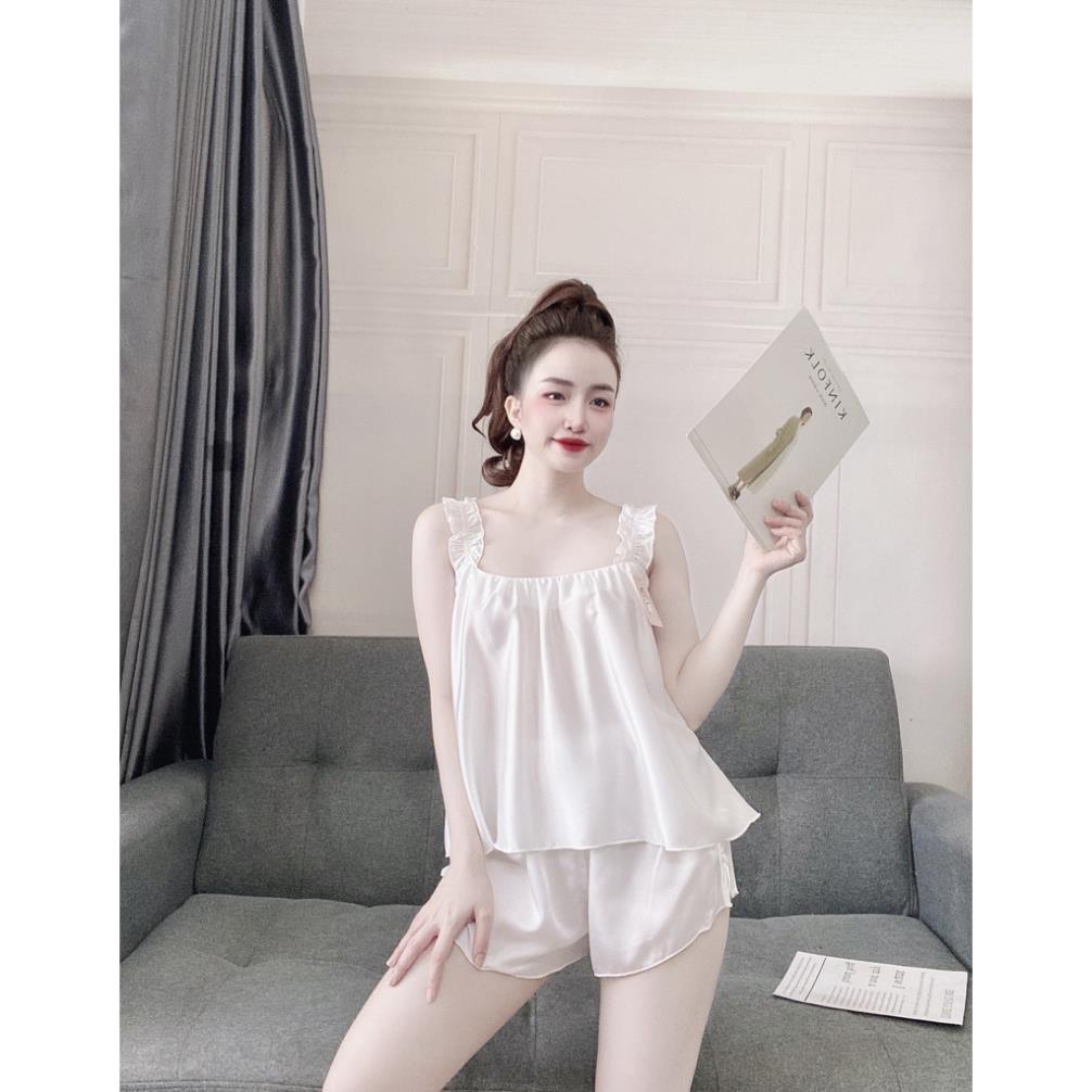 Đồ Ngủ Sexy Gợi Cảm Áo 2 Dây Nhún Bèo Cực Xinh Freesize - ALISA
