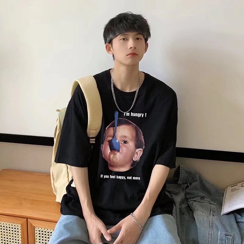 Áo Thun Tay Ngắn Dáng Rộng In Họa Tiết Hoạt Hình Phong Cách Nhật Bản Thời Trang Mùa Hè Cho Nam size M-8XL