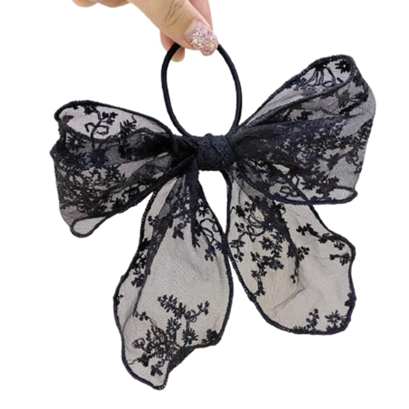 Dây Buộc Tóc Vải Ren Lưới Mềm Mại Thắt Nơ Xinh Xắn