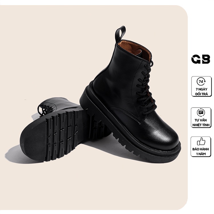 [Mã WABRMH99 giảm 12% đơn 99K]Giày Boot Nữ Cổ Cao Da Bóng Thắt Dây giayBOM B1626