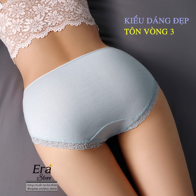 SALE LỚN XẢ KHO Quần Lót Viền Ren Cạp Cao 03, Đáy Quần 100% Cotton Cam Kết Giống Hình, Có Túi Zip