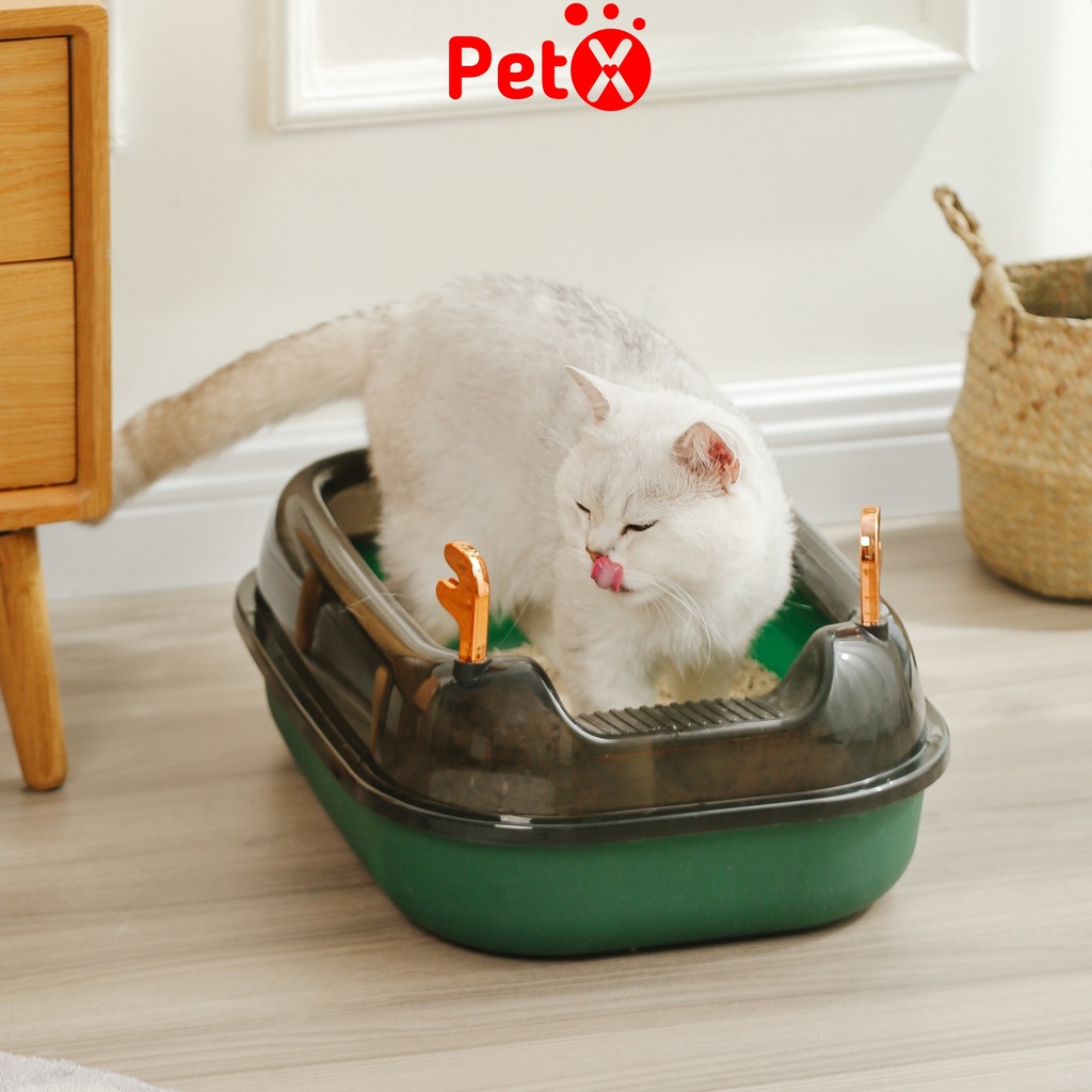 Khay vệ sinh cho mèo, chậu cát mèo có vòm chống văng cát cho mèo vừa và lớn đến 7.5kg