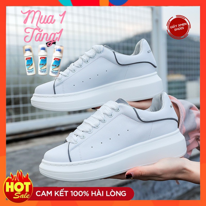 Giày Mcqueen nam nữ ❤️FreeShip❤️ Mc queen trắng phản quang Tăng Chiều Cao  Fullsize 36-43 | Hàng Cao Cấp