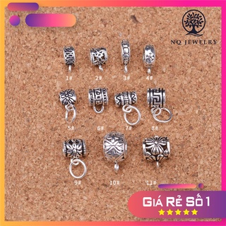 Charm bạc hình trụ xỏ ngang để gắn charm treo
