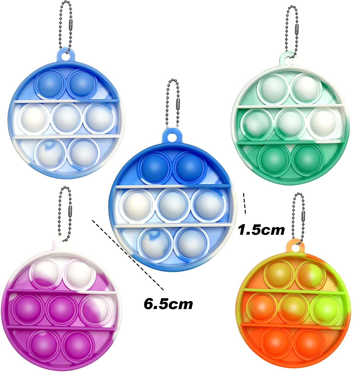 Đồ chơi nhấn bóng khí mini nhiều màu sắc bằng silicone có móc khóa dành cho cả người lớn và trẻ em