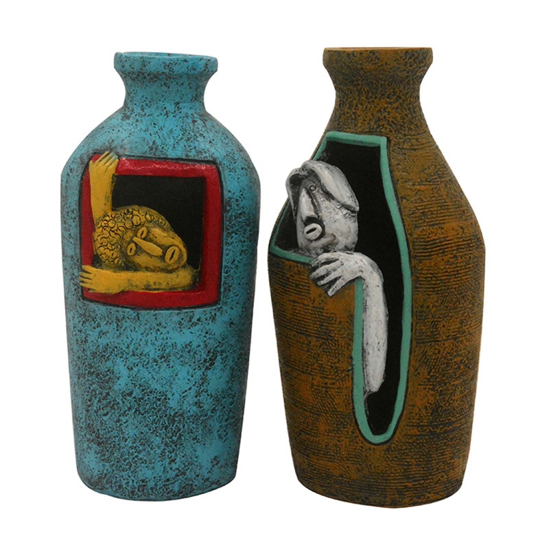 Chậu Cây Cảnh Bằng Nhựa Resin Nhân Tạo Mặt Chân Dung Nghệ Thuật Trừu Tượng Bắc Âu Tối Giản Trang