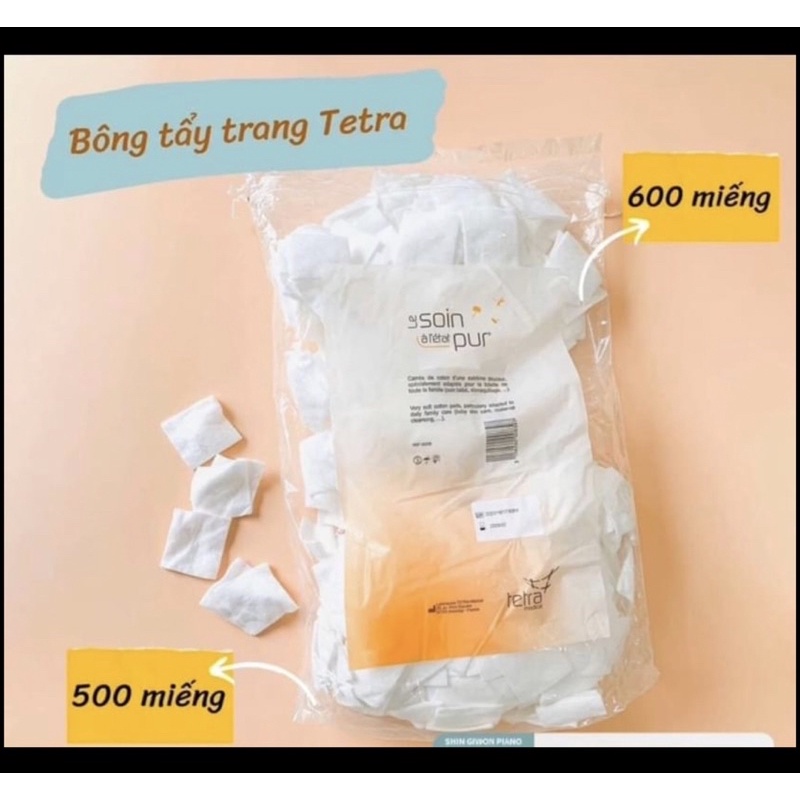 600 miếng Bông Tẩy Trang Tetra Pháp Medical Carres De - Bông Tẩy Trang Cotton 600 miếng Le Soin Làl'état Pur