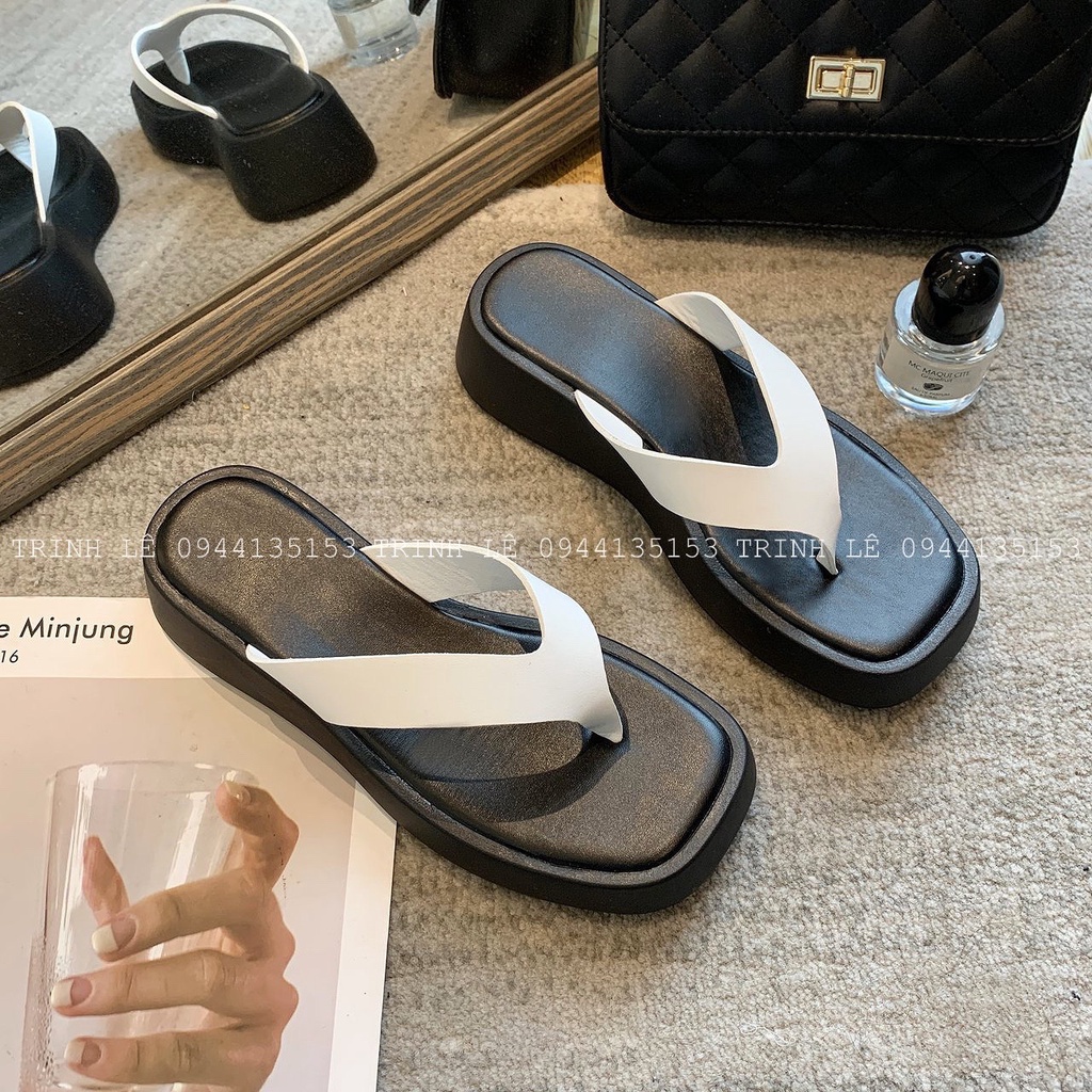DÉP LÊ NỮ ĐẾ XUỒNG BÁNH MÌ CAO 5CM PHỐI NHIỀU MÀU HOT TREND TRINH LÊ SHOP GIÀY DÉP TL01