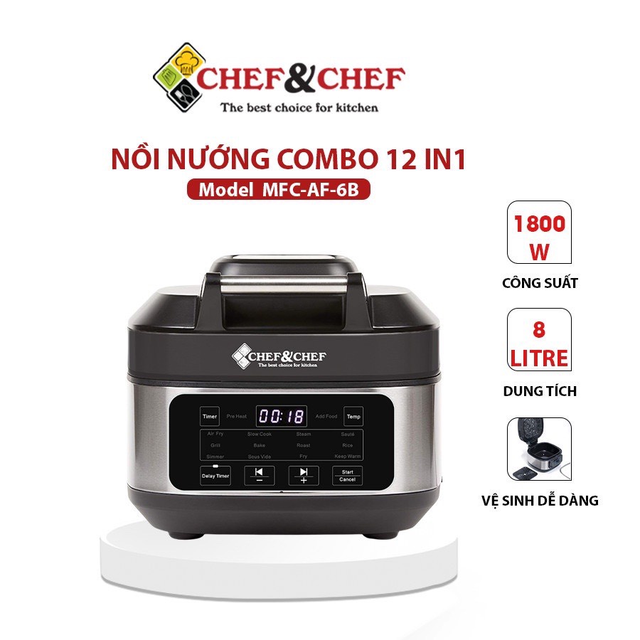 BẾP NƯỚNG ĐA NẮNG CHEF&amp;CHEF MFC-AF-6B SỬ DỤNG 12 CHỨC NĂNG