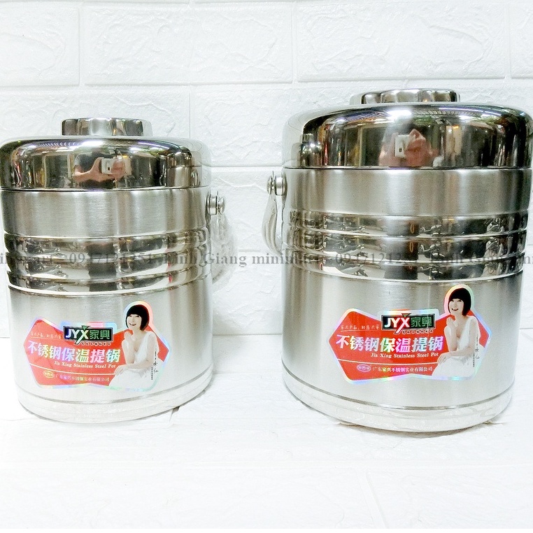 Cặp lồng inox giữ nhiệt JYX 1L3 và 1L9 Thích hợp đựng phở, cơm Có 2 ngăn lửng