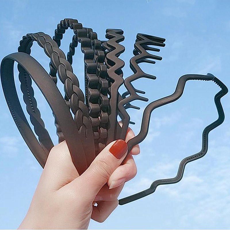 Đen Băng đô cài tóc rửa mặt Bằng Nhựa Nhám Phong Cách Hàn Quốc Cho Nam Nữ