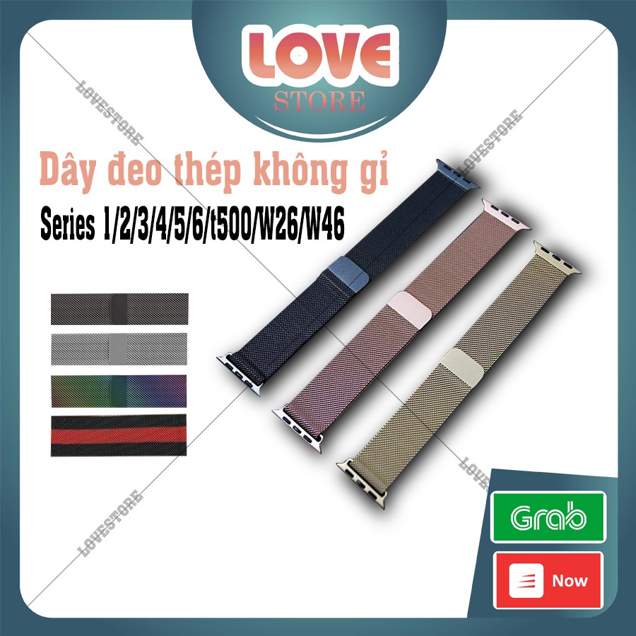 Dây Đeo Thép Không Gỉ Milanese Loop 38mm/40mm/42mm/44mm Dùng cho Apple Watch Series 1/2/3/4/5/6 và T500/W26/W46/T55