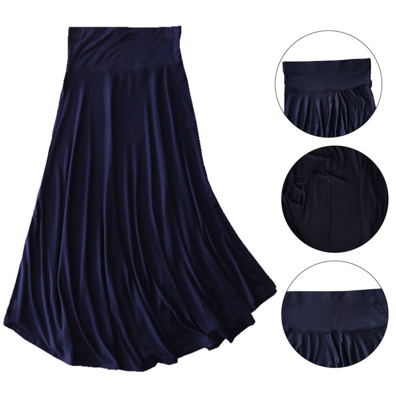 Chân Váy Maxi Cotton Dáng Dài Lưng Cao Màu Trơn