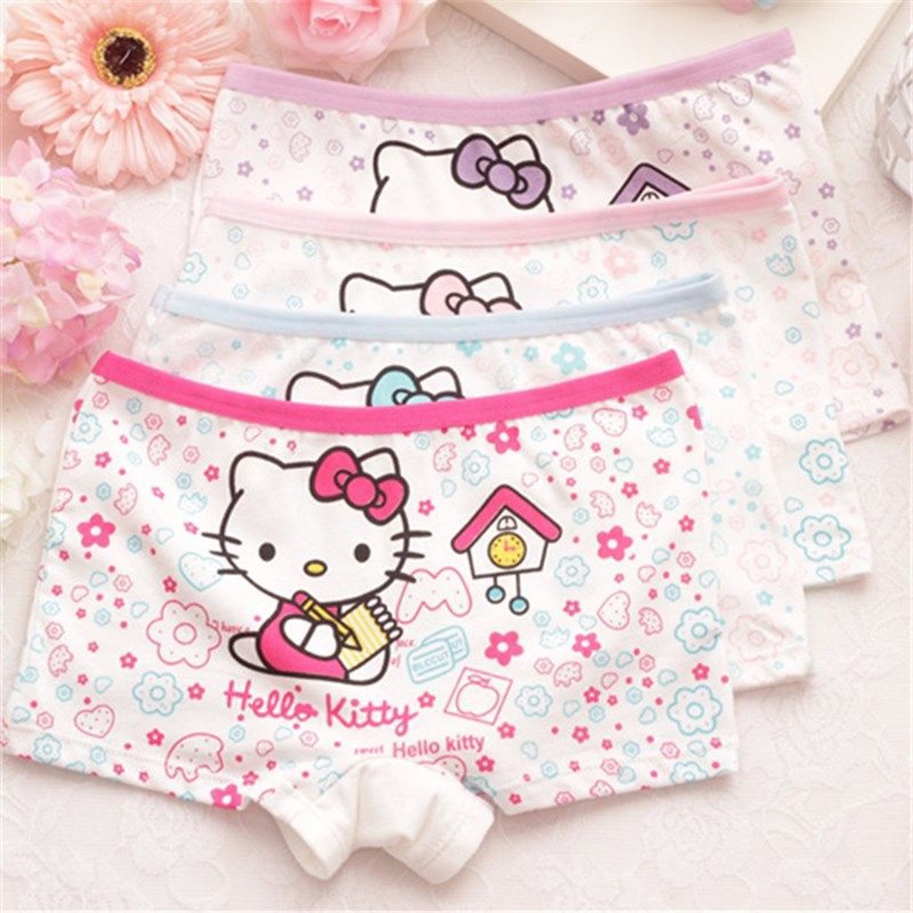 Quần Chip Đùi Trẻ Em, Quần Lót Cotton Từ 8 - 24kg Cho Bé Gái Hình Công Chúa Mèo Hello Kitty Cực Xinh - Doni House