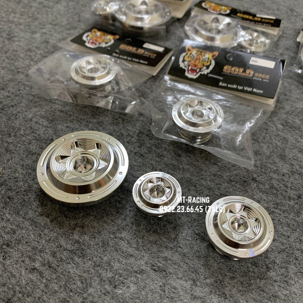 Bộ Ốc Mâm Lửa, Ốc Nhớt Phay Thái Cho Exciter Sirius Và Nhiều Dòng Xe Yamaha Khác Chuẩn Inox304 Siêu Sáng Siêu Nét