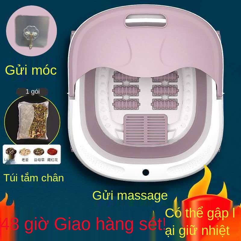 ♀Bồn ngâm chân có thể gập lại, ngâm, massage chân, sưởi và cách nhiệt, giữ cho bê <