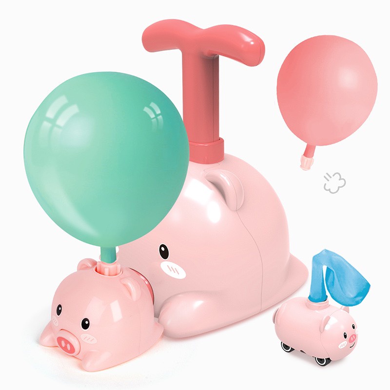 Ô tô thổi bóng bay giá rẻ Sankid, đồ chơi xe bơm bóng bay hình chú heo ngỗ nghĩnh cho bé