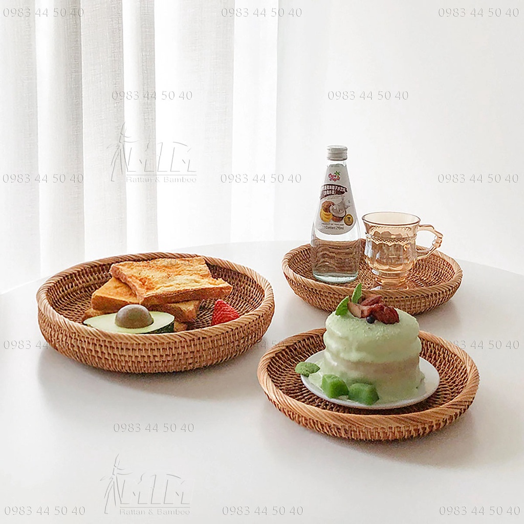 Khay mây l Đĩa mây (Tròn) để trái cây, đồ ăn