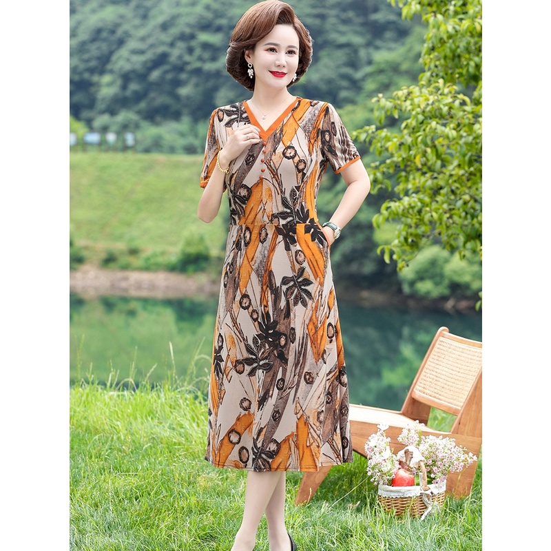 Đầm Thời Trang Mùa Hè Phong Cách Mới Dành Cho Phụ Nữ Trung Niên Trung Niên 40 Tuổi
