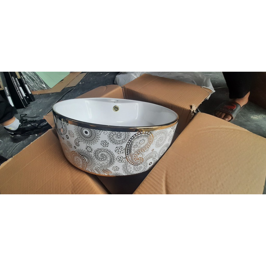 Chậu lavabo âm bàn [HÀNG BẢO HÀNH 5 NĂM] , chậu lavobo LV805 men tuyết phủ Nano mạ vàng cao cấp kèm ảnh thật video | BigBuy360 - bigbuy360.vn