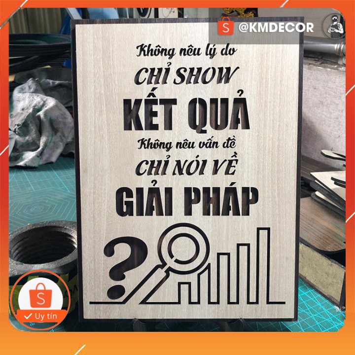 [Quà tặng công sở] Tranh văn phòng treo tường tạo động lực bằng gỗ kích thước  20x27cm - Mẫu "không nên lý do