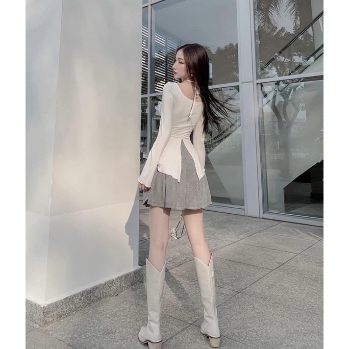 Áo tay dài rút eo