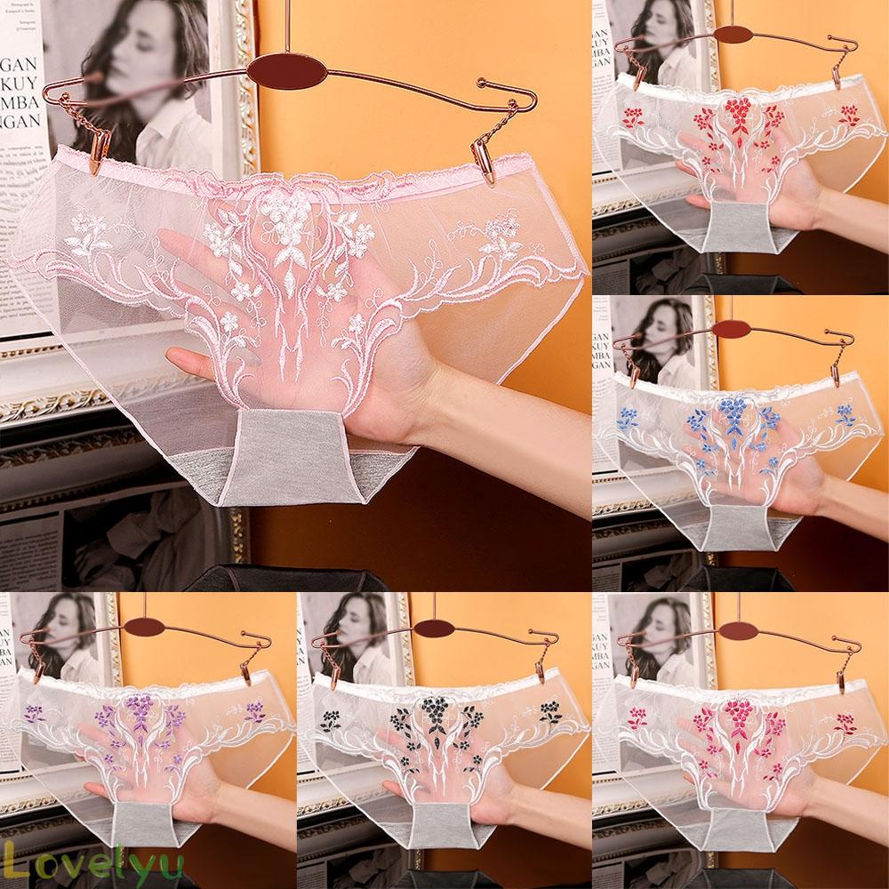 Women Briefs M-XL Polyamide Seamless Comfortable Embroidered Lace Trimmed