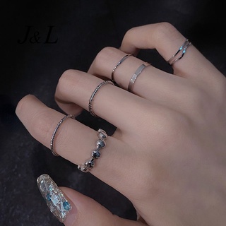 8 cái / bộ phụ kiện trang sức nữ hàn quốc vàng ailver hợp kim hình học nhẫn bộ