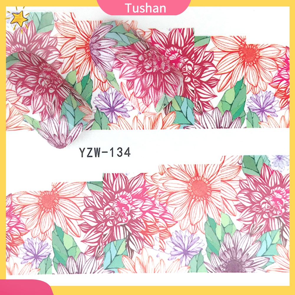 Miếng dán móng tự dính in hình hoa DIY