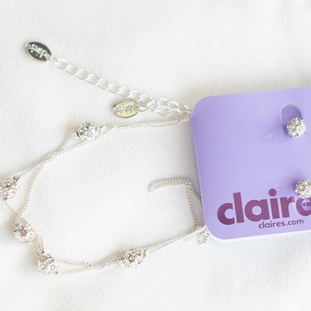 Set trang sức hoa tai + dây chuyền xuất khẩu Claire