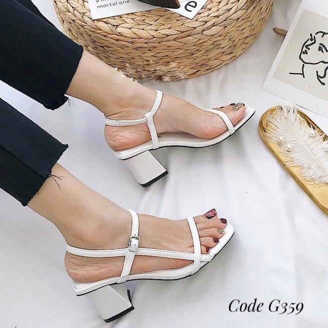 Sandal gót vuông 6p quai mảnh Today Style da mềm G359