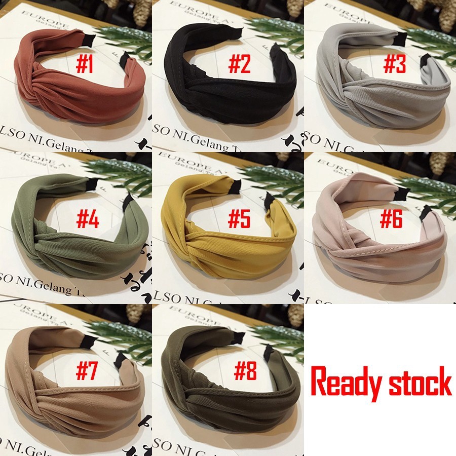 Women Solid Color Cloth Headband,Twist Hairband,Bow Knot Cross Tie Cloth Head Wrap,Fashion Hair Hoop