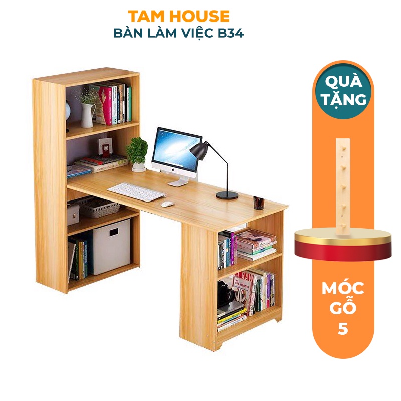 Bàn làm việc cao cấp kèm kệ sách Tâm House mẫu mới B34