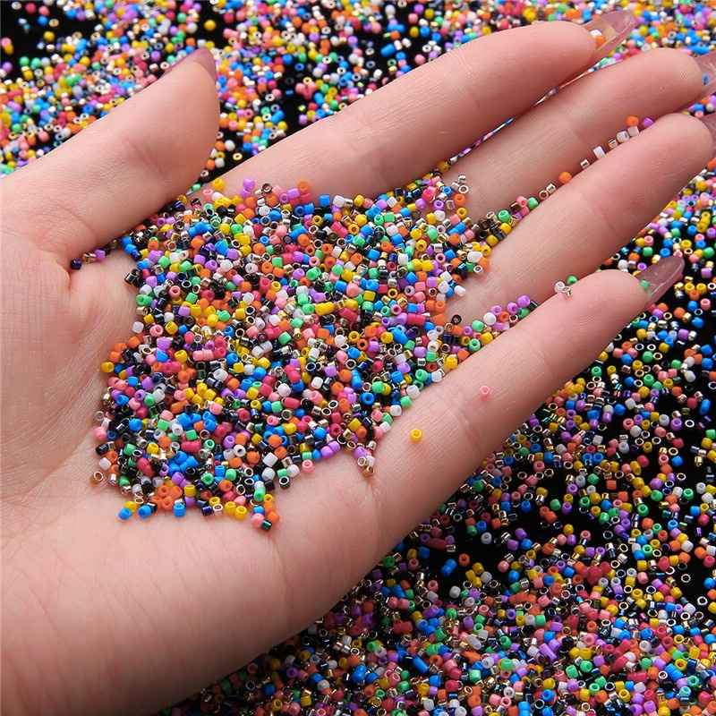 Túi 1900 hạt thủy tinh tròn nhiều màu 2mm dùng làm trang sức thủ công