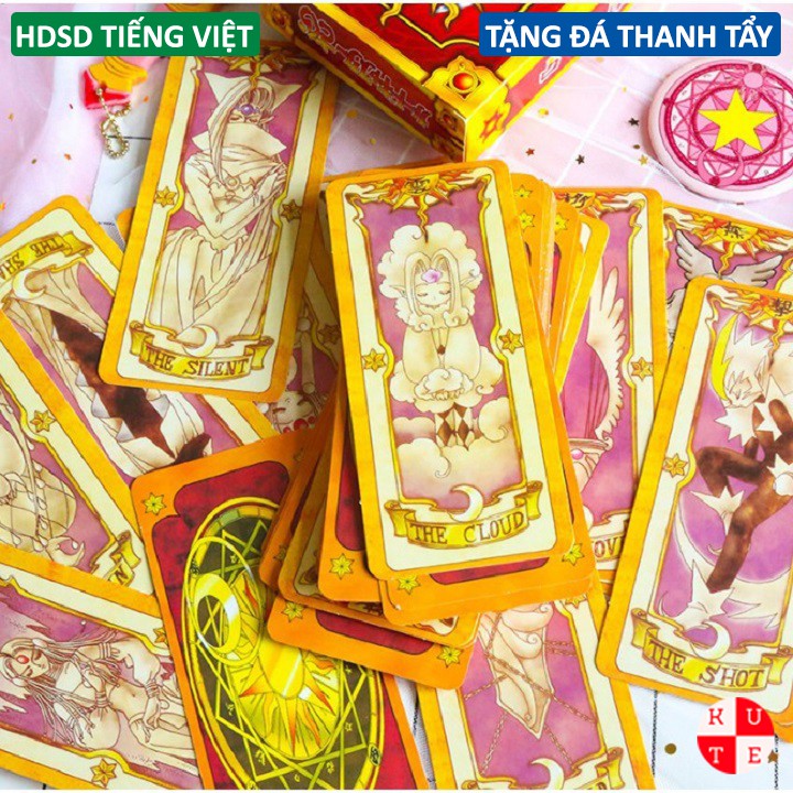 Bài Tarot Clow card/Cardcaptor Sakura/KINOMOTO SAKURA Bản Chuẩn Đẹp Tặng Đá Thanh Tẩy