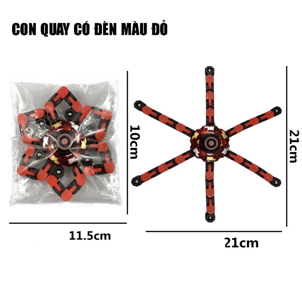 Đồ chơi con quay spiner robot biến hình 6 cánh có đèn led phát sáng - Nhíp Shop