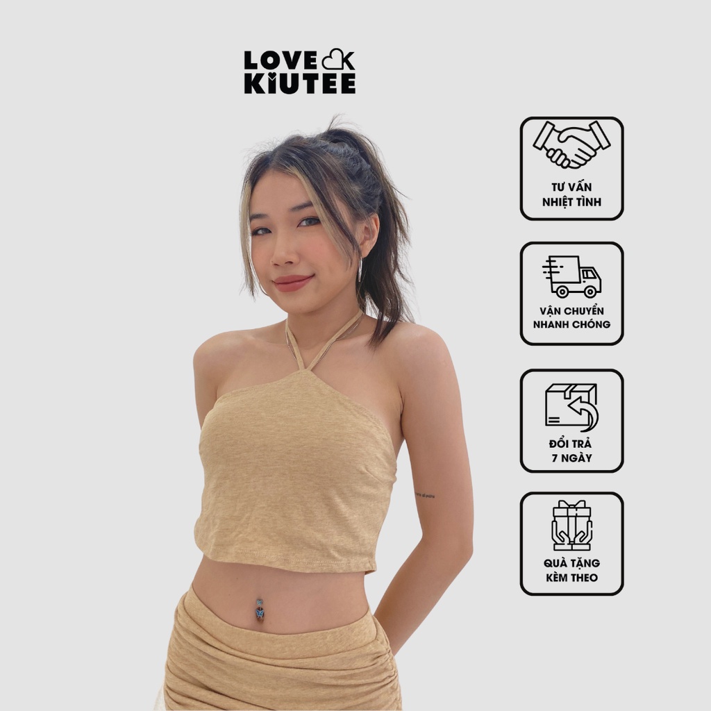 Áo ngắn kiểu cột cổ tam giác My Kind Of tie Halter Top nhiều màu LOVEKIUTEE