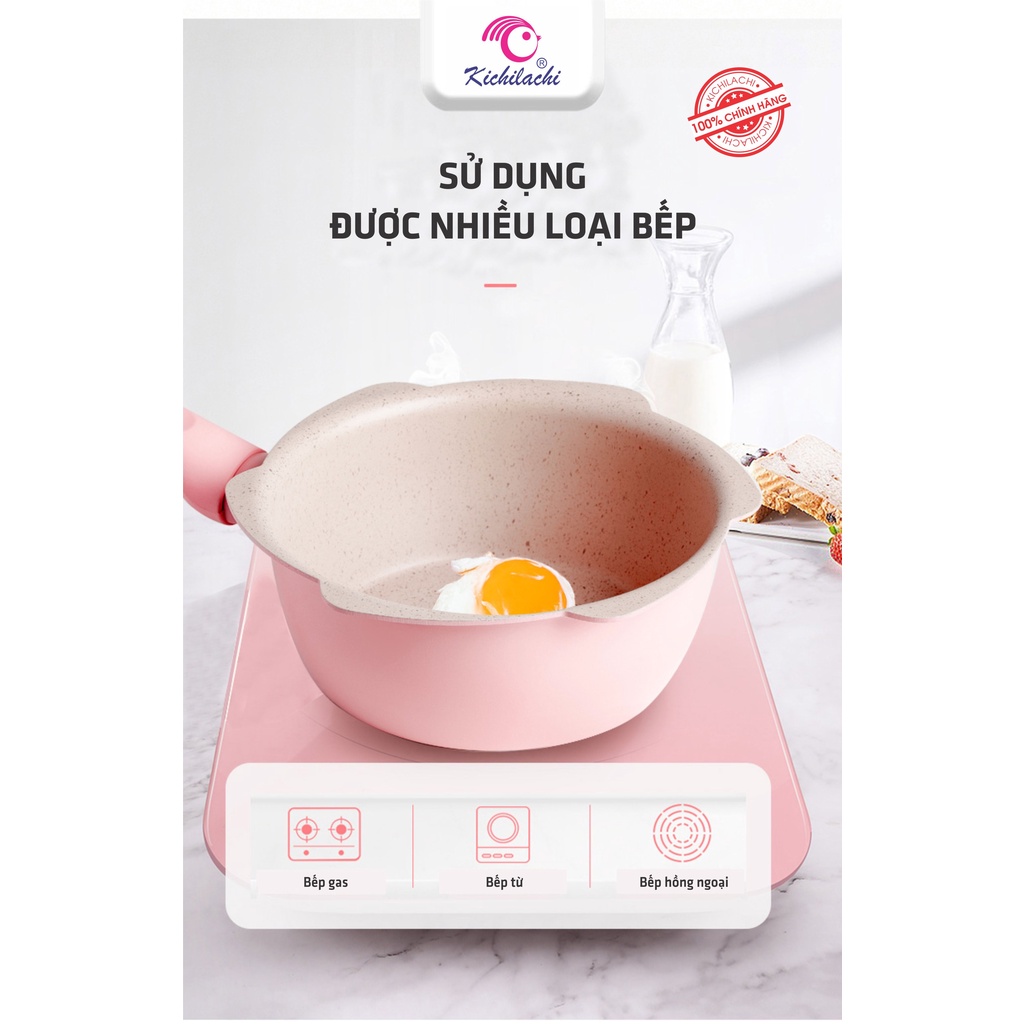 Bộ Nồi Chảo Đá Ăn Dặm Cho Bé Kichilachi[GỒM NỒI ĐÁ + NẮP ĐẬY + CHẢO ĐÁ + XỬNG HẤP + TẶNG KÈM THÌA KHUẤY]