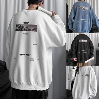 Áo Sweater Nỉ Bông Love Wins Thu Đông Unisex Form Rộng