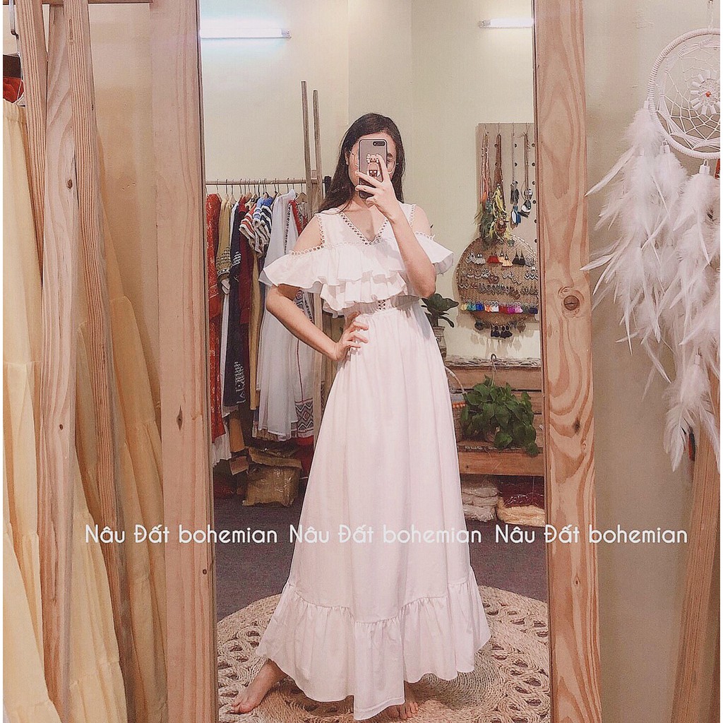 [FREESHIP] Đầm maxi xoè rớt vai phối ren | BigBuy360 - bigbuy360.vn