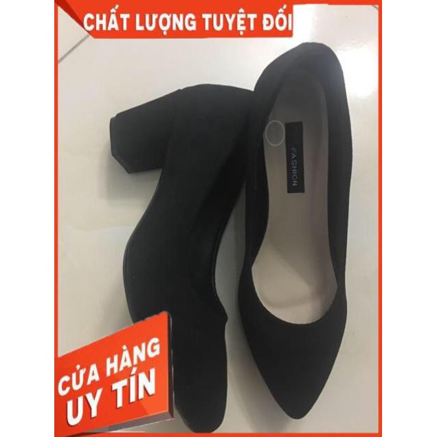 [FreeShip – Thanh lí 1 ngày] Giày Da Lộn Gót Trụ 5 cm - ảnh chụp thật