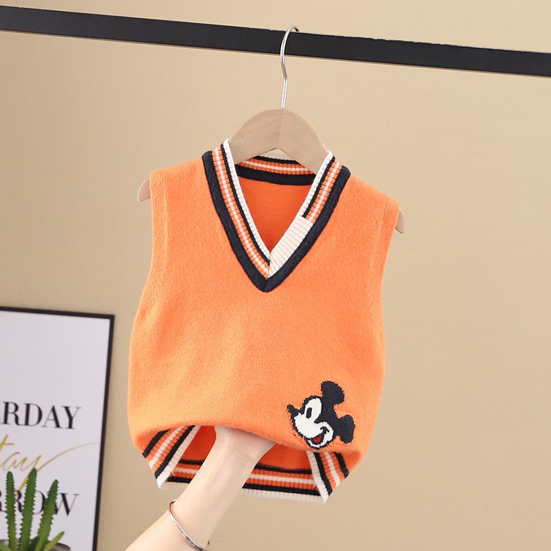 Áo sweater Dệt Kim Không Tay Phong Cách Thời Trang Xuân Thu Mới Cho Bé Trai Và Bé Gái