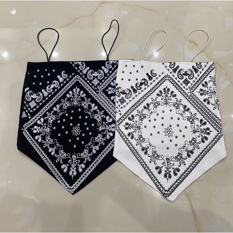 Áo Hai Dây Khăn Yếm Bandana 🌸2 màu Đen, Trắng mix áo ống summer 2021, chất bozip cotton