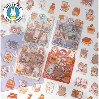 [TELADO] Túi 40 sticker PET không thấm nước hoạt hình xinh yêu thương chủ đề gấu con MINI ABU