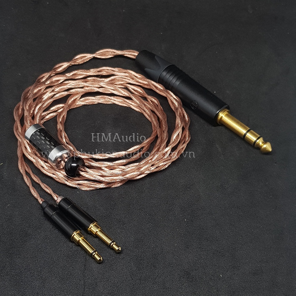 Dây tai nghe đồng 7NOCC Litz 23AWG tết 4 1.25mm - Hifiman Dual 3.5mm - Ananda Arya Susvara Sundara