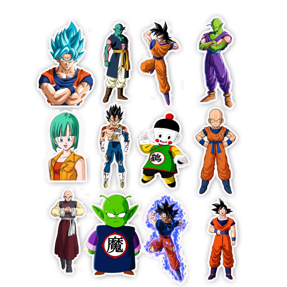 Set 50 sticker vinyl trang trí nhật ký/ván trượt họa tiết Dragon Ball dễ thương