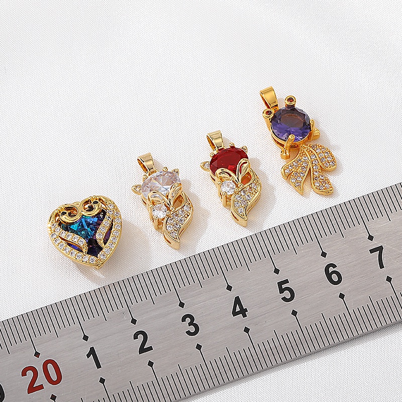 Mặt Dây Chuyền Đá Zircon Hình Cá Vàng 14K Tự Làm Trang Sức