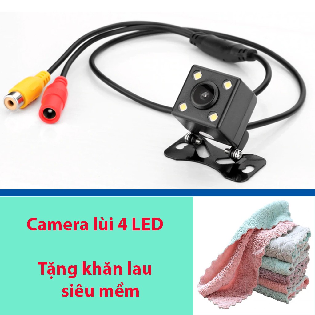 Camera lùi o to, dùng làm camera lùi xe tải, xe khách, 4 led, jack AV