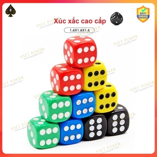 Combo 5 xúc xắc (xí ngầu) 6 mặt nhiều màu 1.6cm